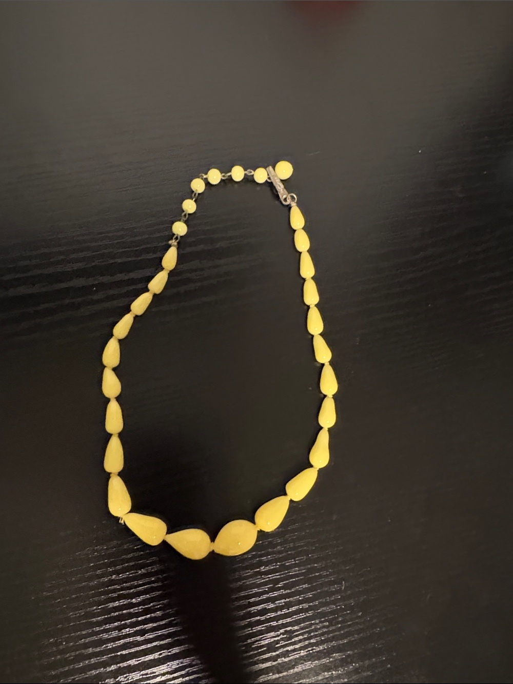 Vintage Japanese Yellow Glass Bead Necklace – Sterling Clasp